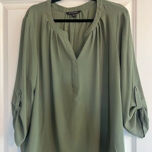 41 Hawthorn Green 3/4 Sleeve Mandarin Collar Blouse